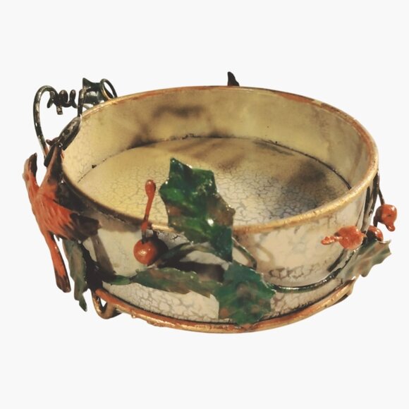 Decorative Metal Candle holder Cardinal Bird Leaf Rustic Cottage Cabin Lodge - Picture 4 of 9